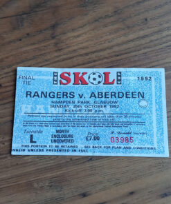 1992 Scottish League Cup Final Ticket - Aberdeen vs Rangers